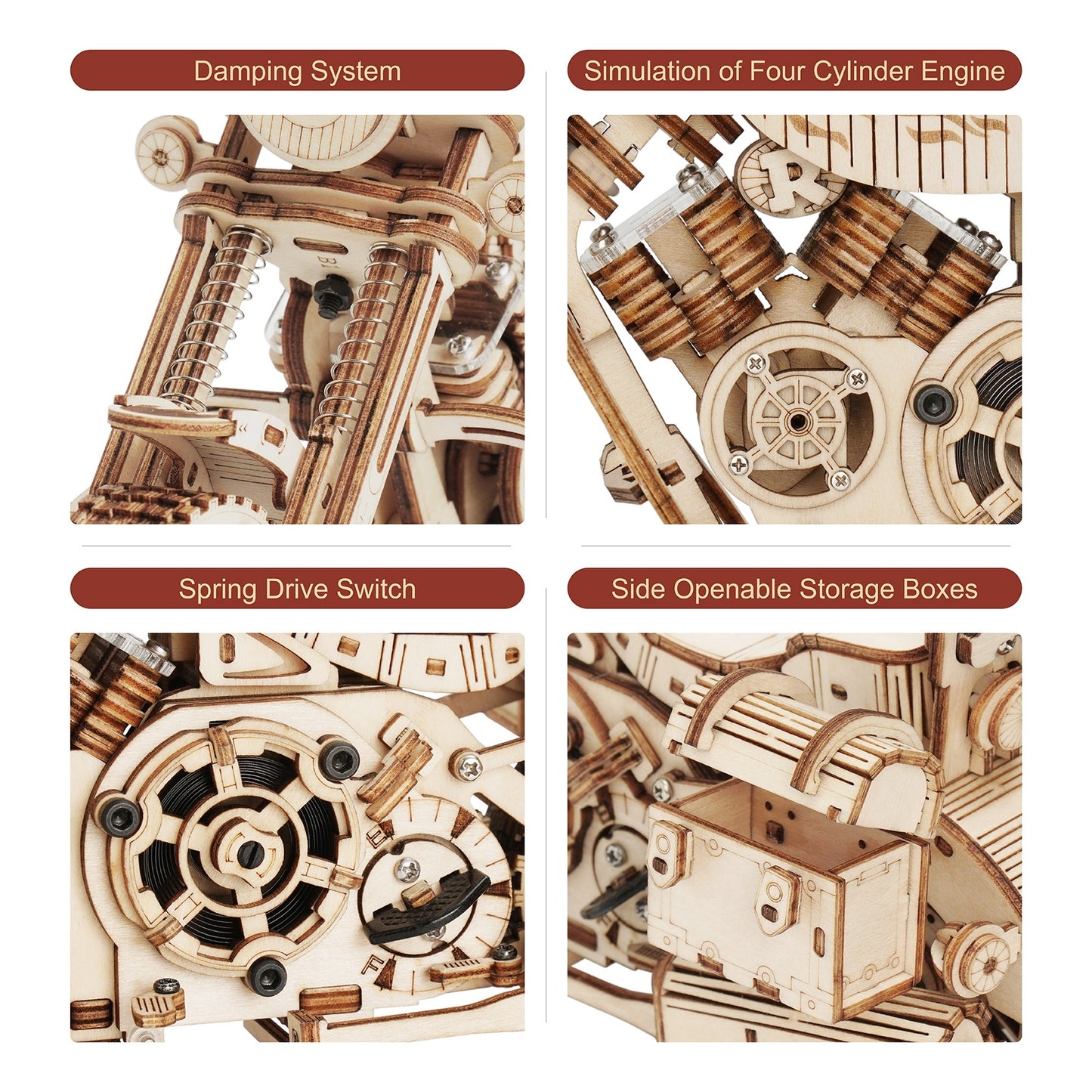 Moto Cruiser Mécanique en Bois – Kit 3D