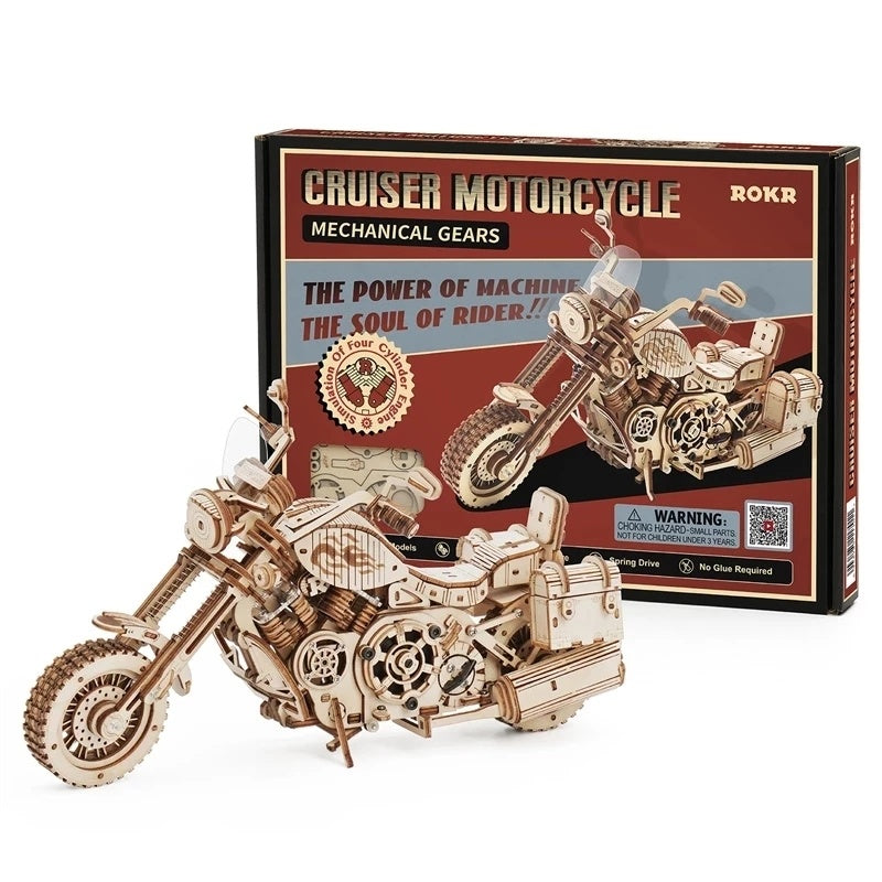 Moto Cruiser Mécanique en Bois – Kit 3D